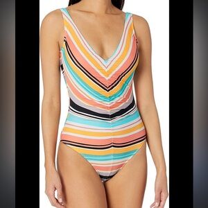 Sky Multicolor Striped Swimwear
